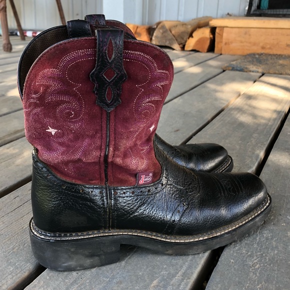 Justin Boots Shoes - Black Square Toe Justin Boots